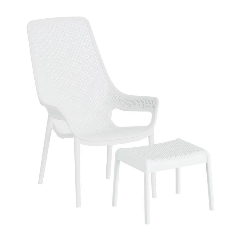 Σετ Κήπου Πολυθρόνα και Υποπόδιο Avelyn Fylliana με UV Προστασία σε Λευκό χρώμα