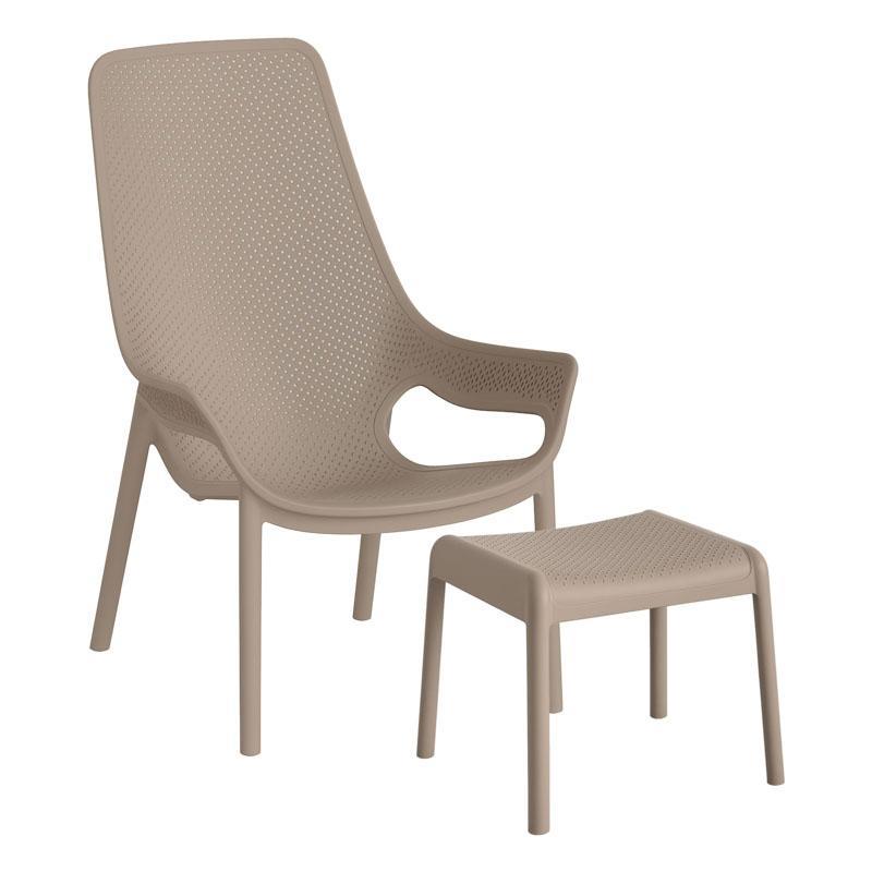 Σετ Κήπου Πολυθρόνα και Υποπόδιο Avelyn Fylliana με UV Προστασία σε Taupe χρώμα