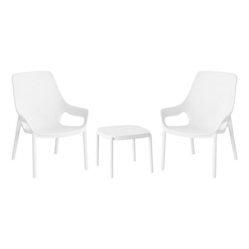 Σετ Κήπου Selavia Fylliana 2 Καρέκλες και Τραπεζάκι με UV Προστασία σε Λευκό χρώμα