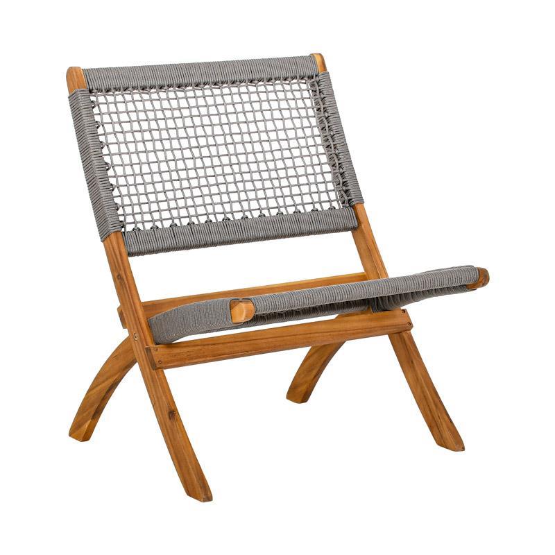 Καρέκλα Κήπου Lyra Fylliana Φυσικό Ξύλο Ακακίας με Γκρί Κορδόνι 72x60x75εκ