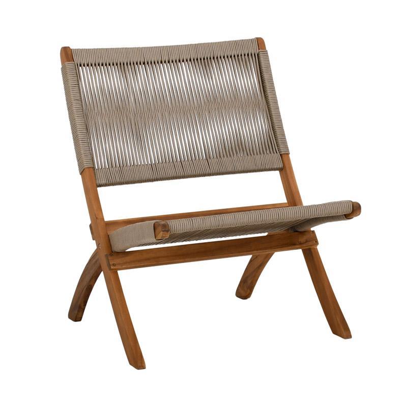 Καρέκλα Κήπου Ivy Fylliana Φυσικό Ξύλο Ακακίας με Γκρί Κορδόνι 72x60x75εκ