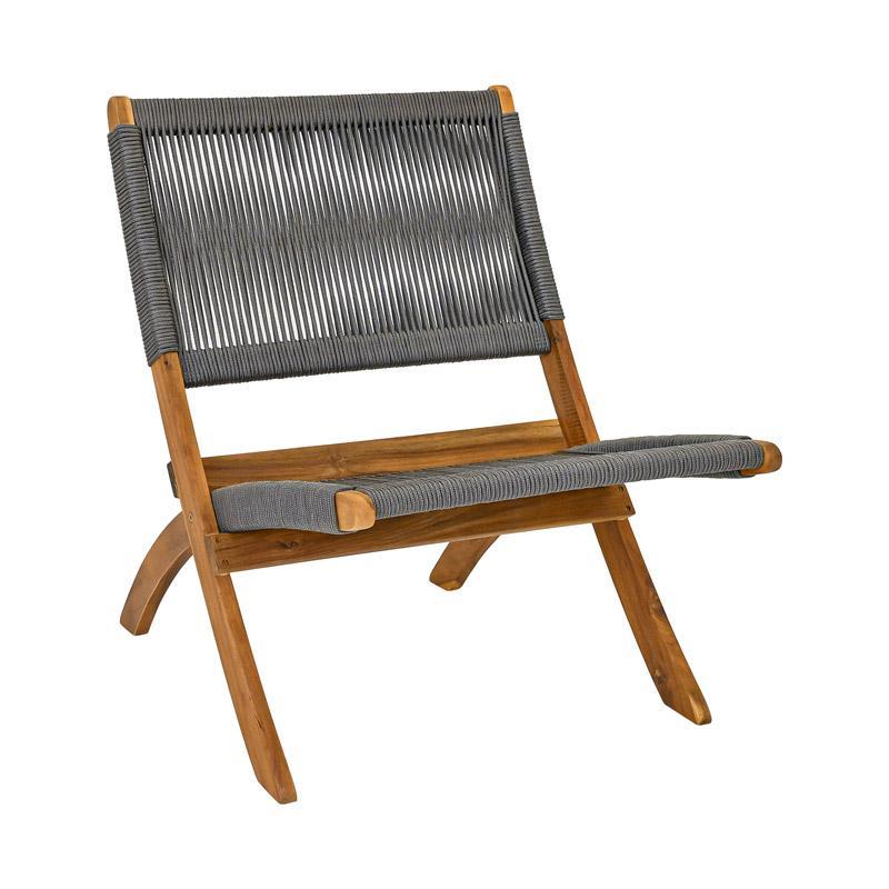 Καρέκλα Κήπου Ivy Fylliana Φυσικό Ξύλο Ακακίας με Μπέζ Κορδόνι 72x60x75εκ