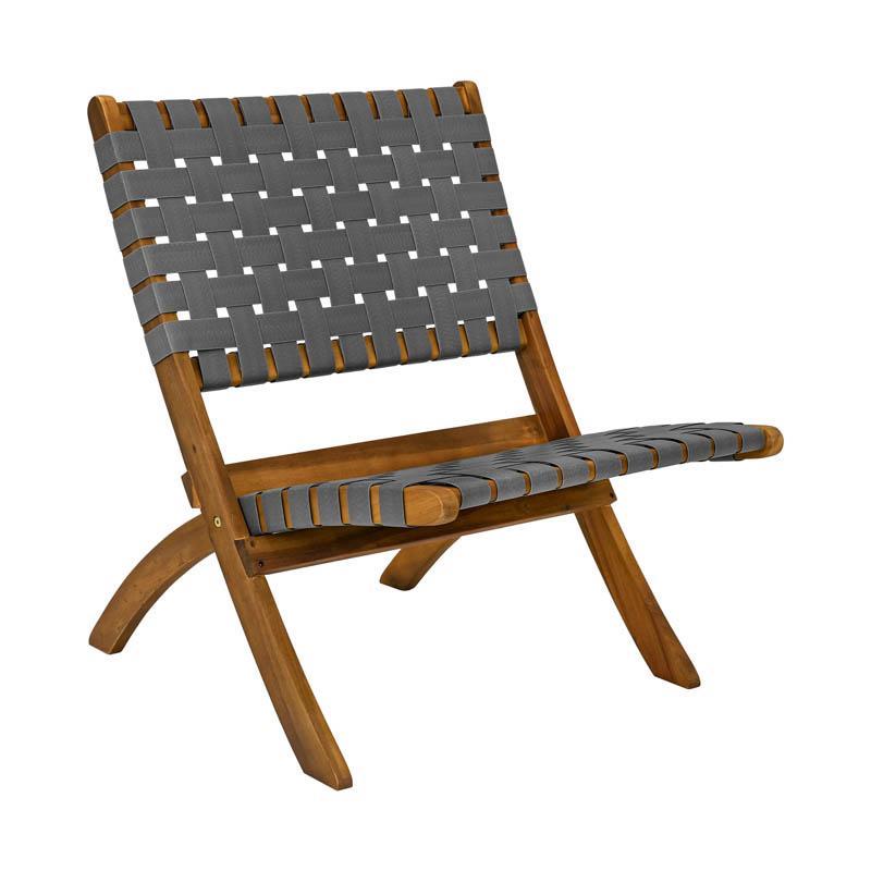 Καρέκλα Κήπου Solena Fylliana Φυσικό Ξύλο Ακακίας με Γκρί PU Ιμάντες 72x60x75εκ