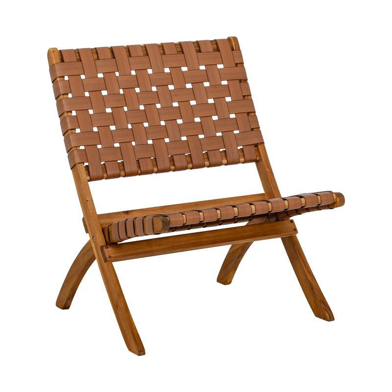 Καρέκλα Κήπου Solena Fylliana Φυσικό Ξύλο Ακακίας με Καφέ PU Ιμάντες 72x60x75εκ