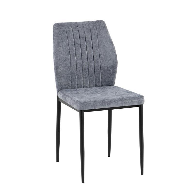 Καρέκλα Τραπεζαρίας FL25410 Fylliana Σκούρο Γκρί Ύφασμα με Μαύρα Μεταλλικά πόδια 42x58x87εκ