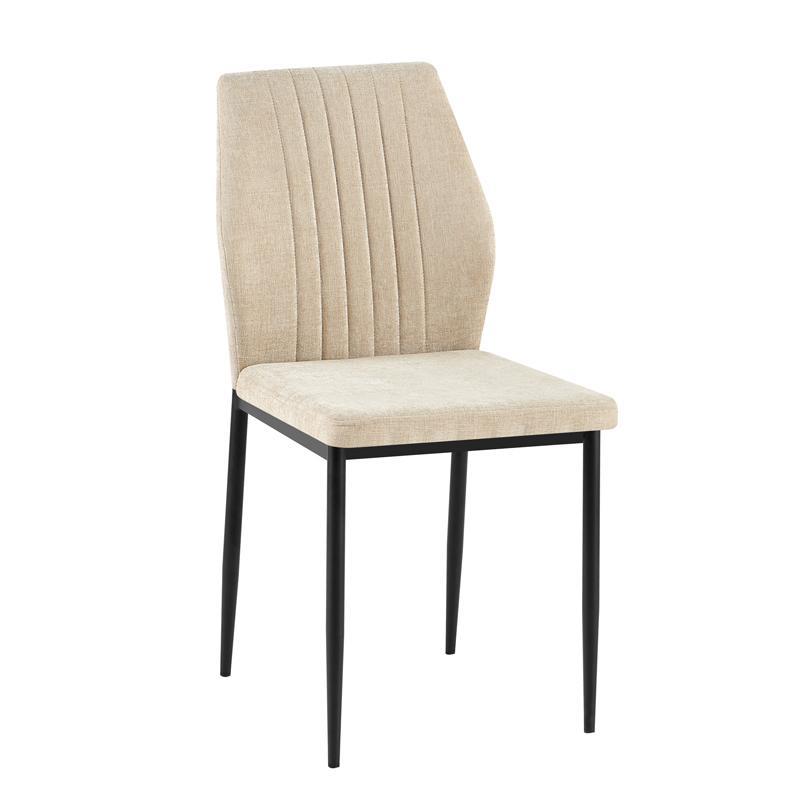 Καρέκλα Τραπεζαρίας FL25410 Fylliana Μπέζ Ύφασμα με Μαύρα Μεταλλικά πόδια 42x58x87εκ