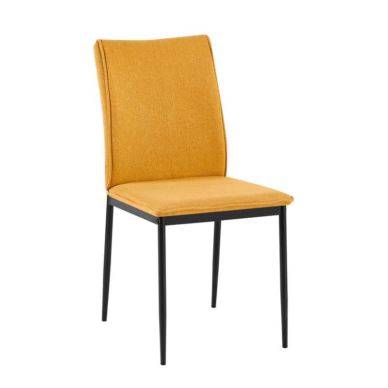 Καρέκλα Τραπεζαρίας FL25414 Fylliana Μουσταρδί Ύφασμα με Μαύρα Μεταλλικά πόδια 44x60x86εκ