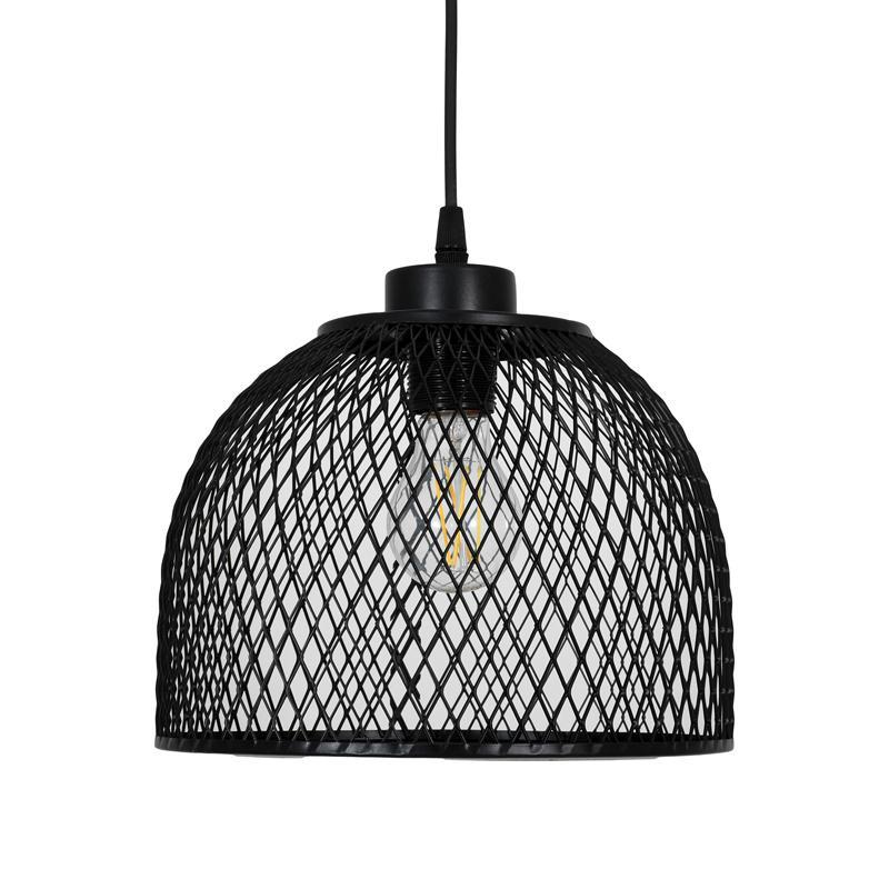 Φωτιστικό Οροφής Μονόφωτο FL363 Fylliana Μεταλλικό με Καπέλο Πλέγμα Μαύρο χρώμα 25x18εκ