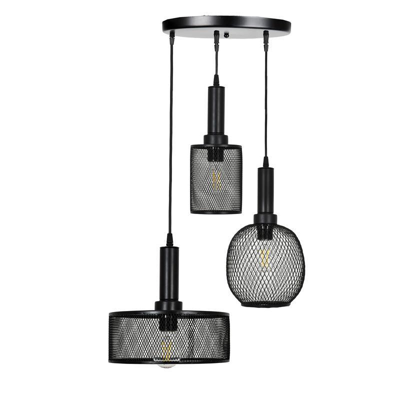 Φωτιστικό Οροφής Τρίφωτο FL369 Fylliana Μεταλλικό με Καπέλο Πλέγμα Μαύρο χρώμα