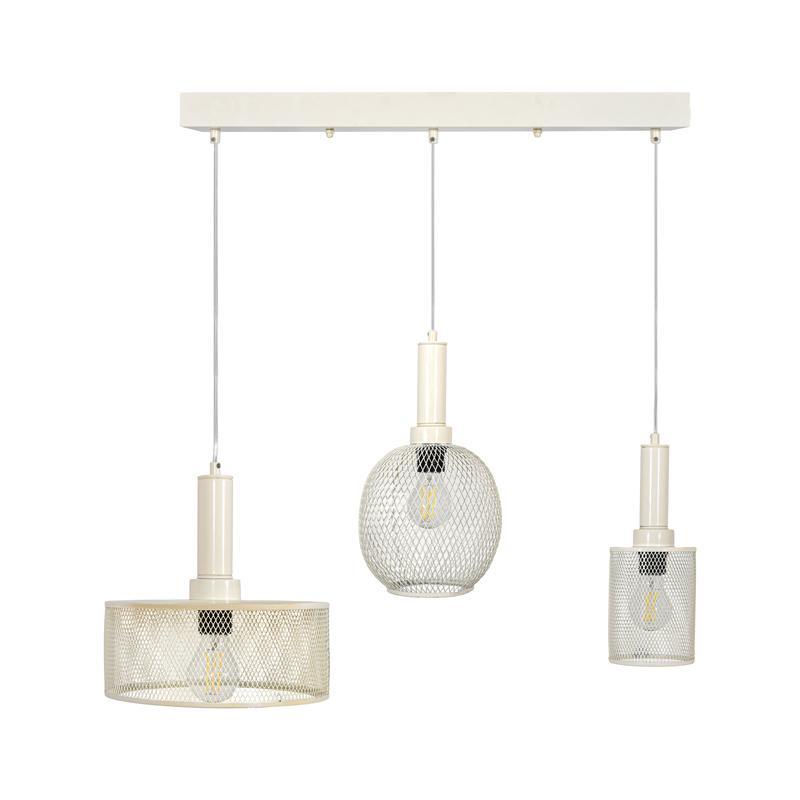 Φωτιστικό Ράγα Οροφής Τρίφωτο FL372 Fylliana Μεταλλικό με Καπέλο Πλέγμα Κρεμ χρώμα