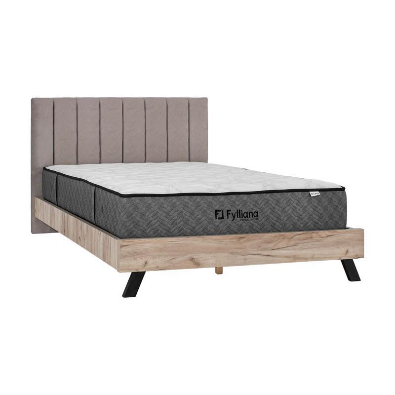 Κρεβάτι Oslo Fylliana Διπλό Μπέζ χρώμα 160x200εκ.