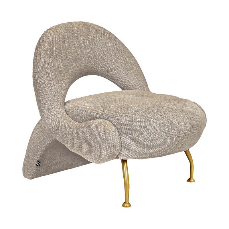 Πολυθρόνα FL6654 Fylliana Καφέ Ύφασμα - Χρυσά Μεταλλικά πόδια 80x86x81εκ