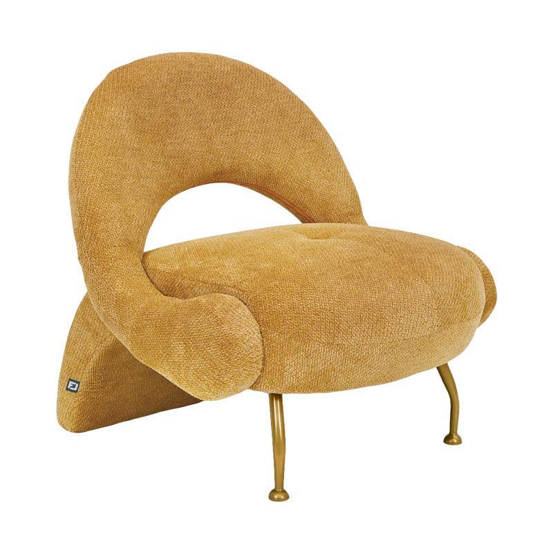 Πολυθρόνα FL6654 Fylliana Μουσταρδί Ύφασμα - Χρυσά Μεταλλικά πόδια 80x86x81εκ