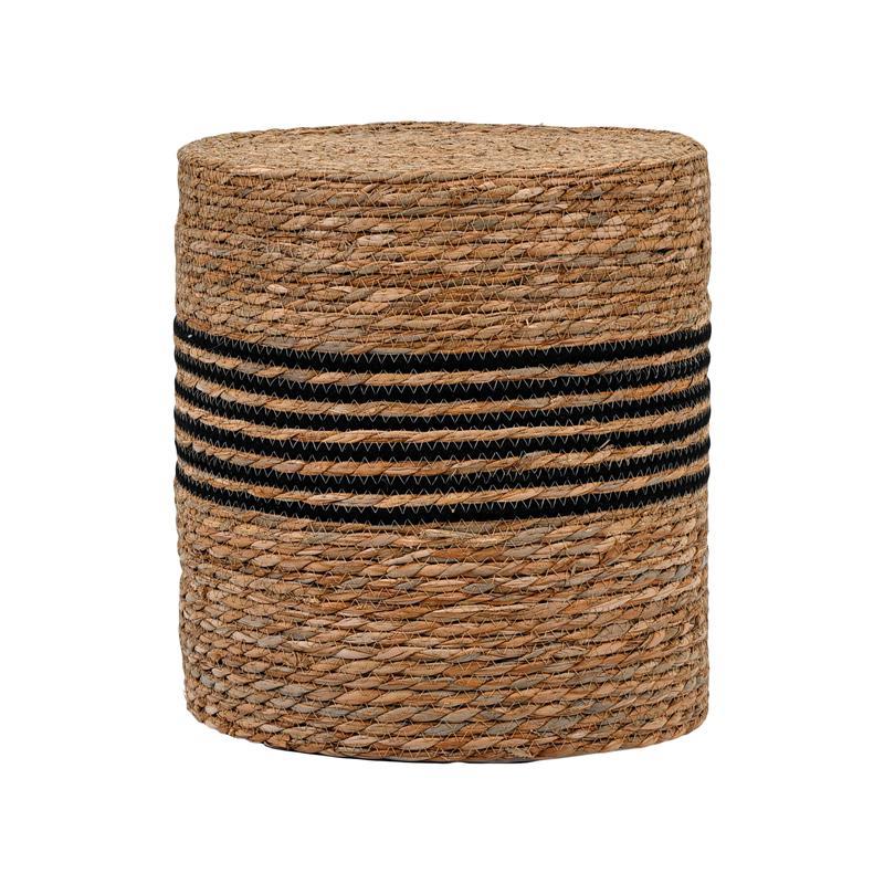 Σκαμπό Ψάθινο FL020 Fylliana Φυσικό - Μαύρο χρώμα 33x35εκ