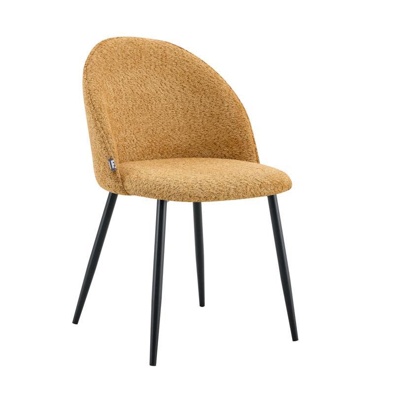 Καρέκλα Τραπεζαρίας Lily Fylliana Μουσταρδί Ύφασμα με Μαύρο Μεταλλικό πόδι 52x52x81εκ