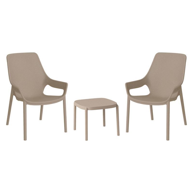 Σετ Κήπου Selavia Fylliana 2 καρέκλες και 1 τραπεζάκι με UV Προστασία σε Taupe χρώμα