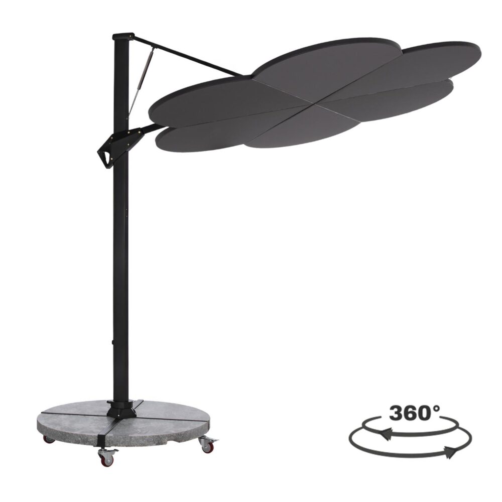 Ομπρέλα με Βάση Σειρά CANNOPY Flower C21286.01 Αλουμίνιο - Γρανίτης σε Μολυβί χρώμα 2,38x2,2μ.