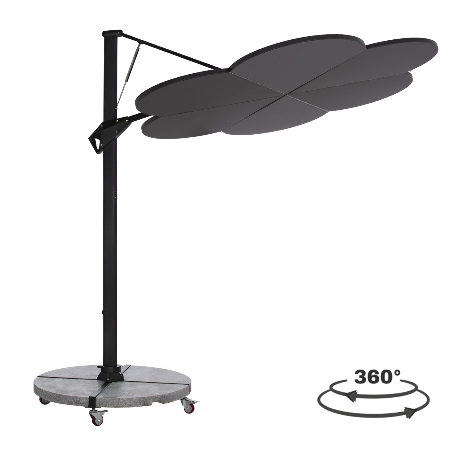Ομπρέλα με Βάση Σειρά CANNOPY Flower C21286.01 Αλουμίνιο - Γρανίτης σε Μολυβί χρώμα 2,38x2,2μ.