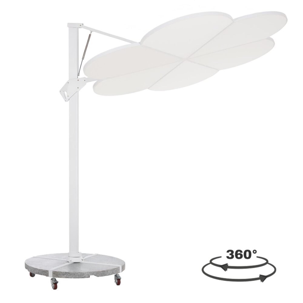 Ομπρέλα με Βάση Σειρά CANNOPY Flower C21286.02 Αλουμίνιο και Γρανίτης σε Λευκό 2,38x2,2μ