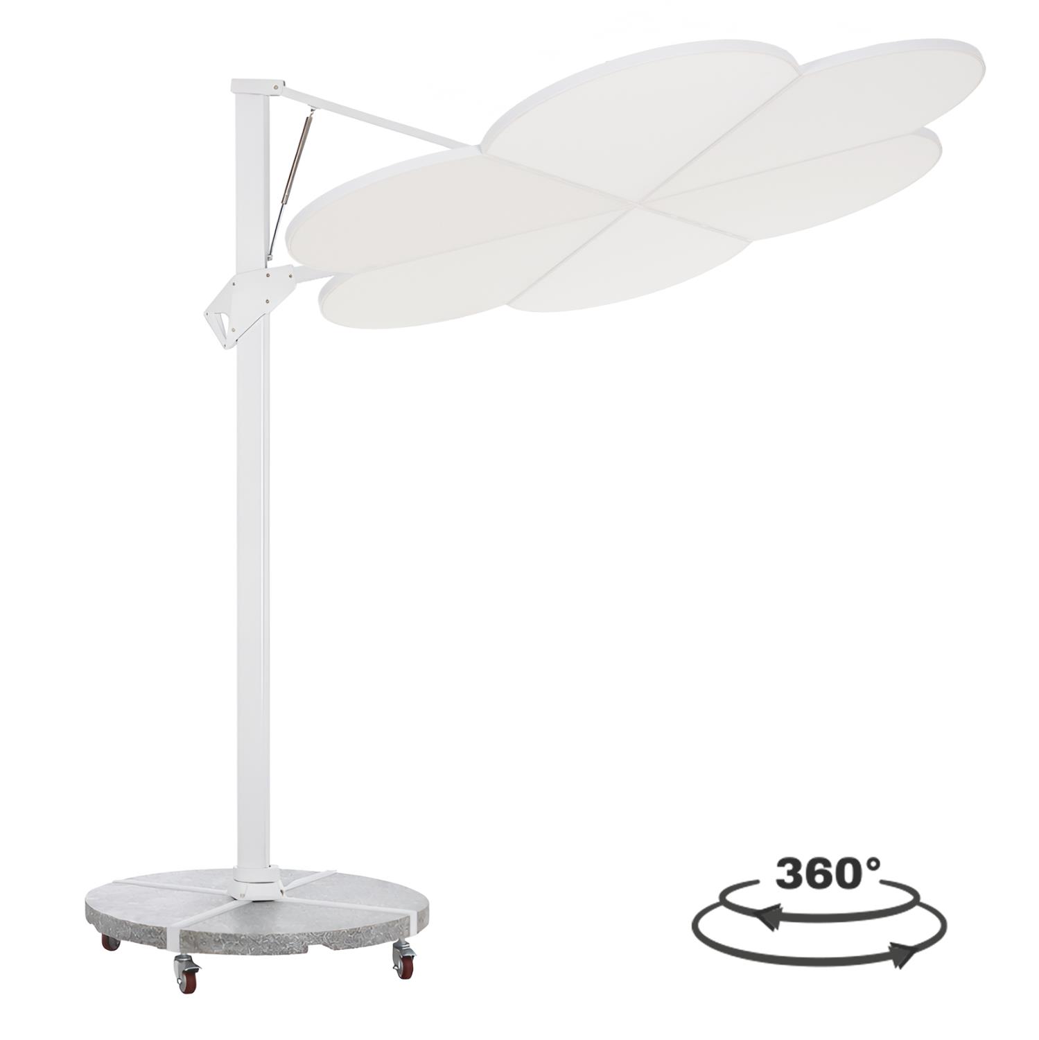 Ομπρέλα με Βάση Σειρά CANNOPY Flower C21286.02 Αλουμίνιο και Γρανίτης σε Λευκό 2,38x2,2μ