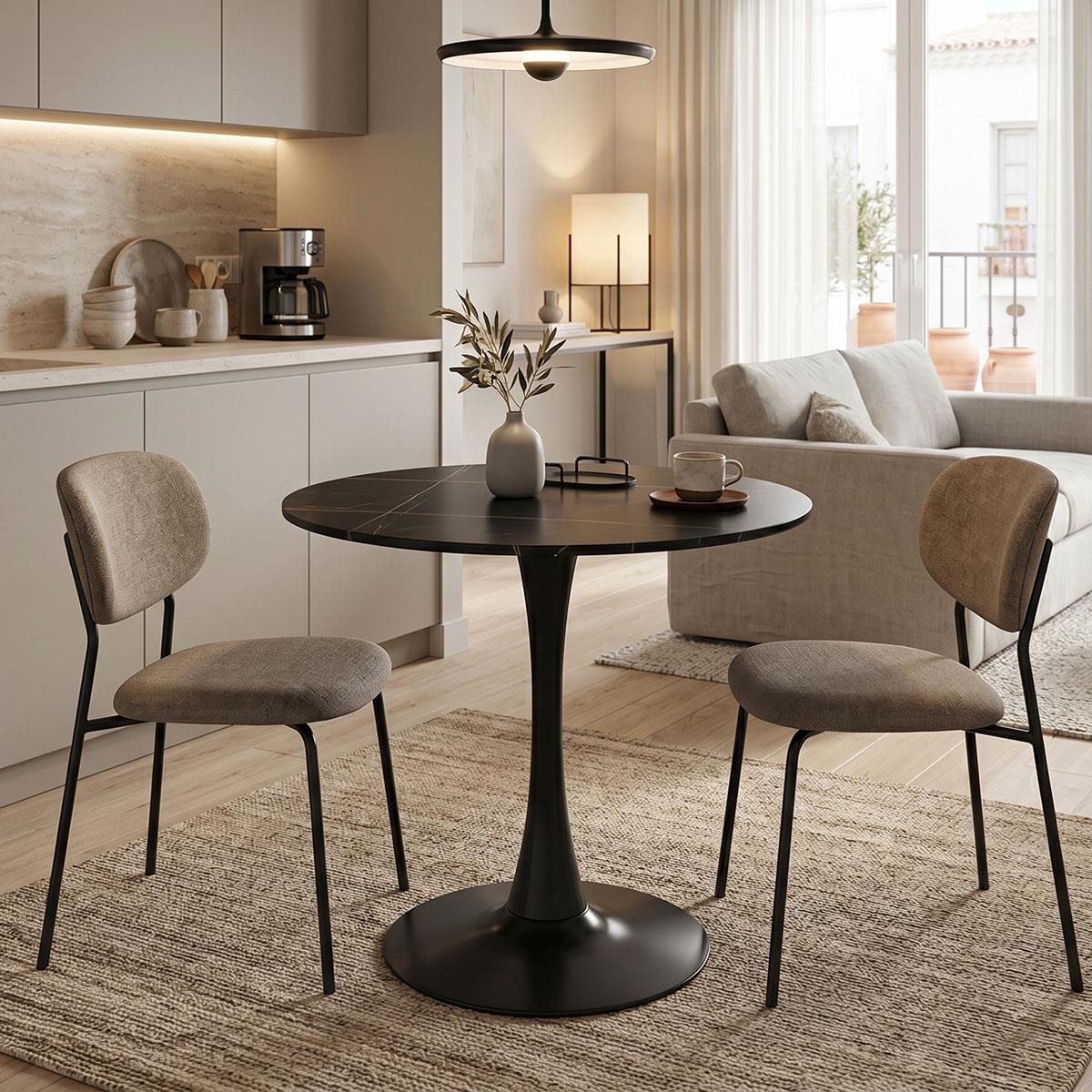 Τραπέζι Balou I sintered stone σε μαύρο μαρμάρου Φ70x74εκ Τραπέζι Balou I sintered stone σε μαύρο μαρμάρου Φ70x74εκ