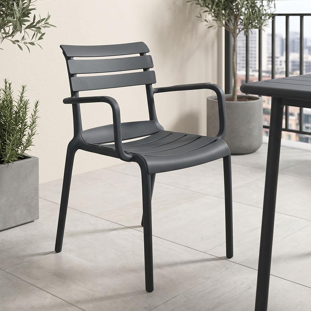 Καρέκλα Πολυθρόνα Almea στοιβαζόμενη pp ανθρακί 58x56x82εκ