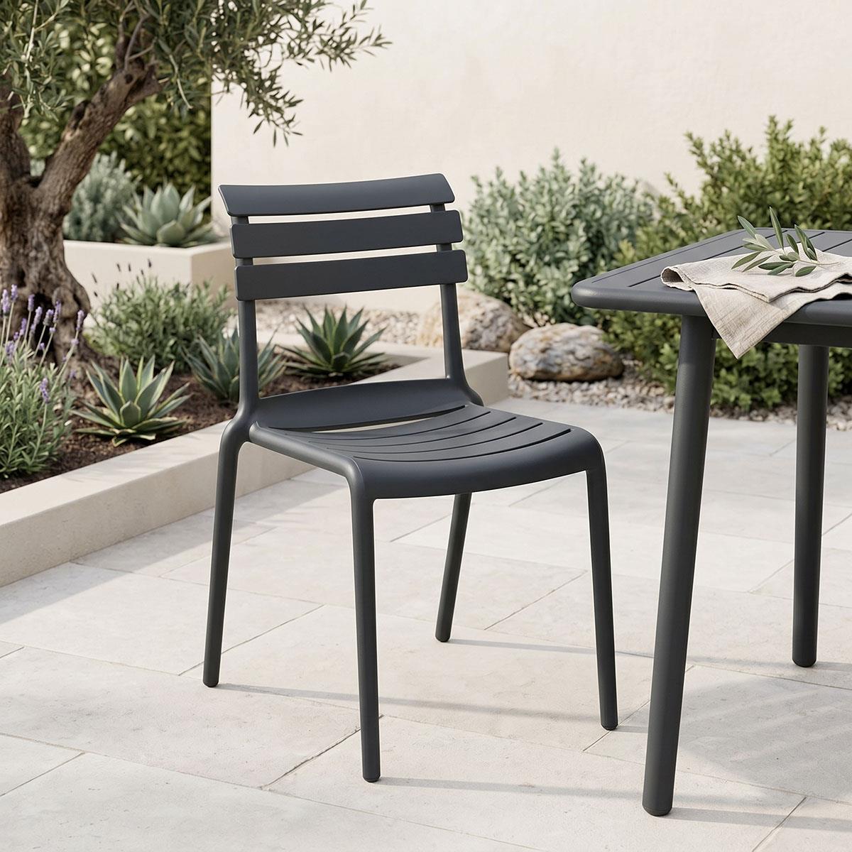 Καρέκλα Almea στοιβαζόμενη pp ανθρακί 42.5x55.5x82εκ