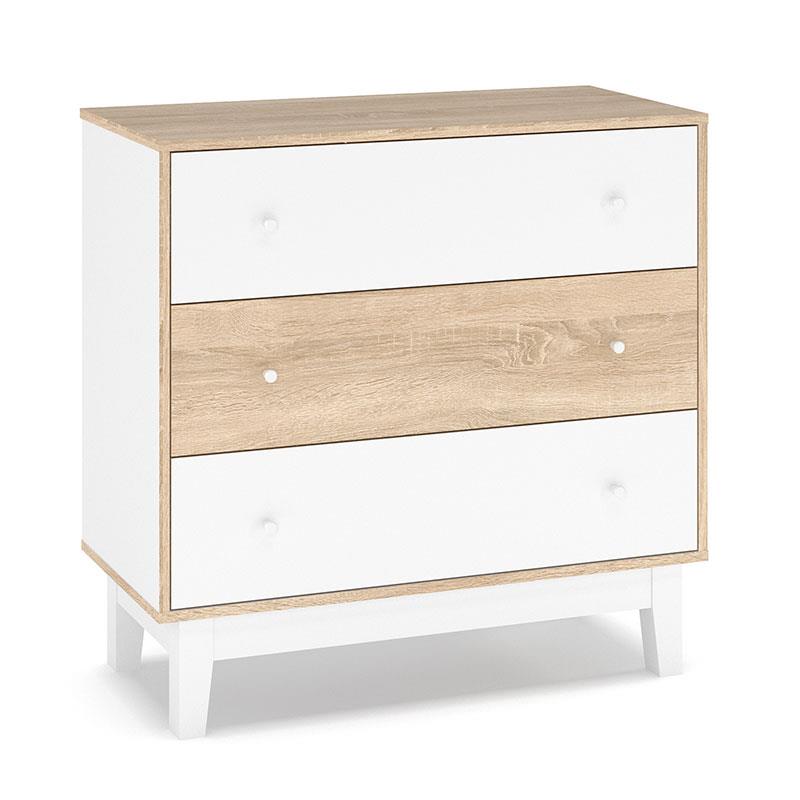 Συρταριέρα Awell με 3 συρτάρια sonoma-λευκό 90x44x88,5 εκ.