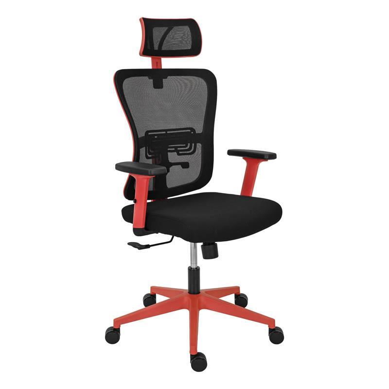 Καρέκλα Γραφείου FL9088 Fylliana Μαύρο ύφασμα - Κόκκινο σκελετό 60x60x119-129κ