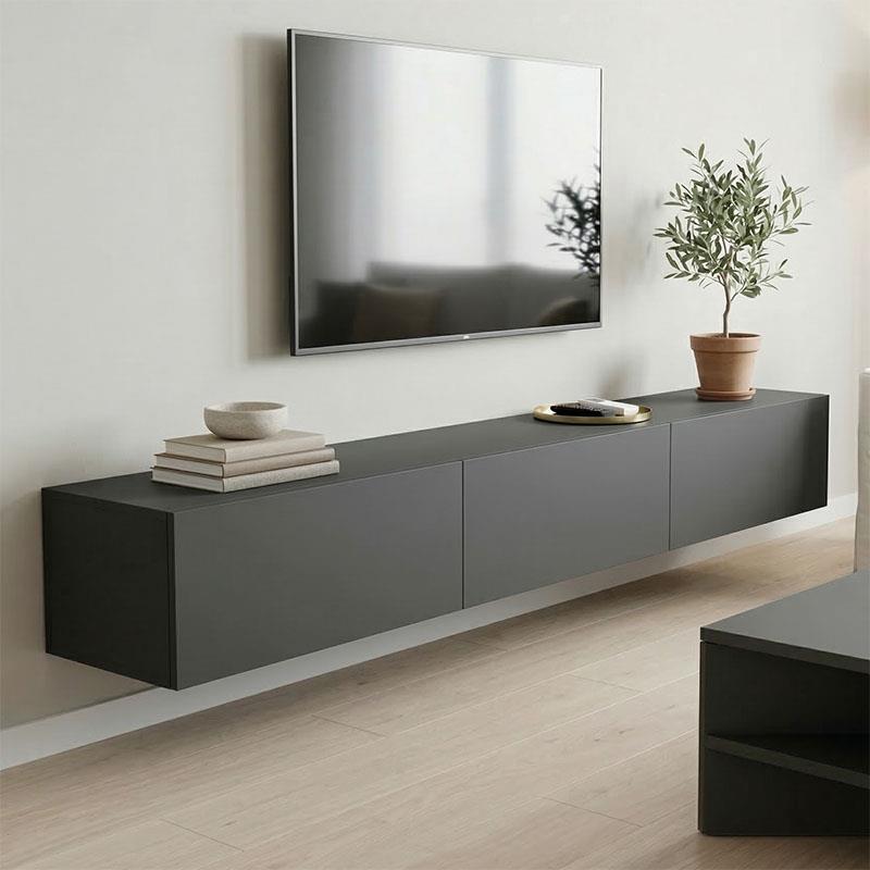 Έπιπλο τηλεόρασης επιτοίχιο με Led Rival λευκό 210x35x30εκ