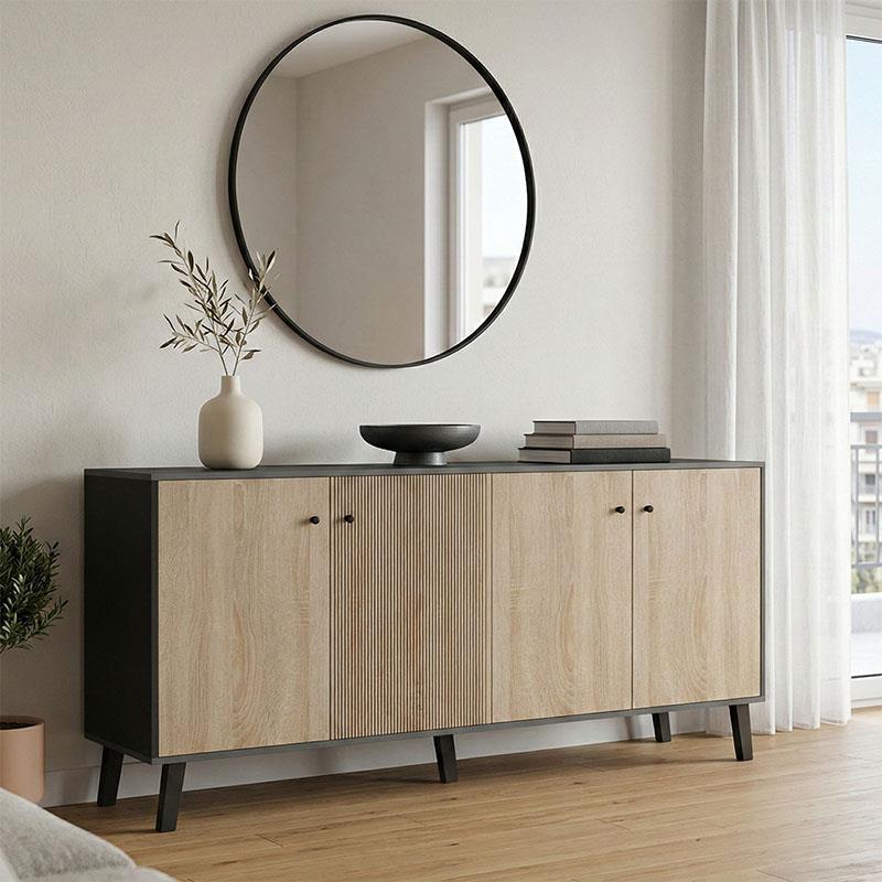 Μπουφές Tuscany sonoma - ανθρακί 180x40x78.6εκ