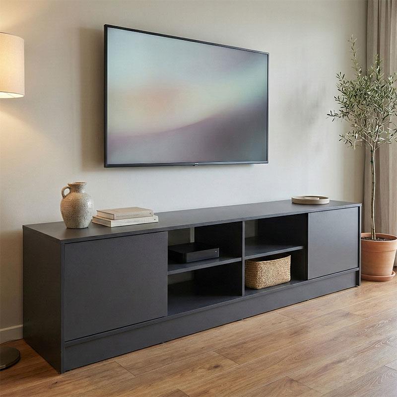 Έπιπλο τηλεόρασης Tivia ανθρακί 180x35x41.5εκ Έπιπλο τηλεόρασης Tivia ανθρακί 180x35x41.5εκ