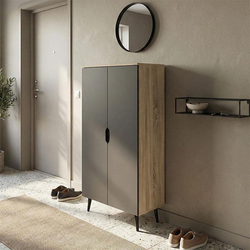 Παπουτσοθήκη - ντουλάπα Oufelia sonoma - ανθρακί 60x32.5x134.5εκ