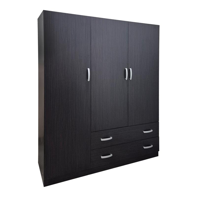Ντουλάπα τρίφυλλη με 2 συρτάρια Alvia wenge 150x51x180εκ