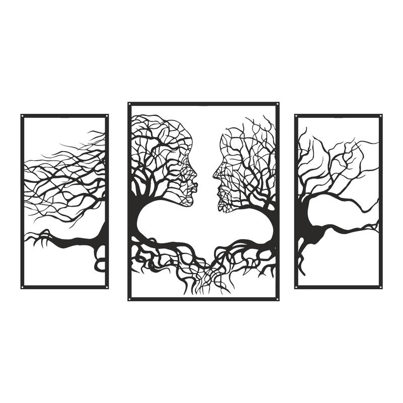 Διακοσμητικό τοίχου Connecto σετ 3τεμ μαύρο μεταλλικό