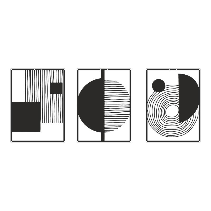 Διακοσμητικό τοίχου Harimia σετ 3τεμ μαύρο μεταλλικό 37x0,15x50εκ