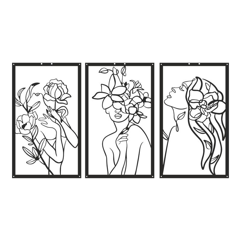 Διακοσμητικό τοίχου Witho σετ 3τεμ μαύρο μεταλλικό 30x0,15x50εκ