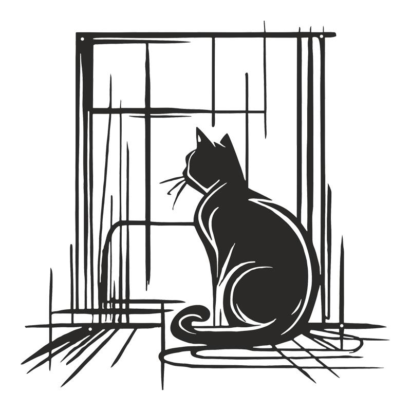 Διακοσμητικό τοίχου Caten μαύρο μεταλλικό 50x0,15x50εκ