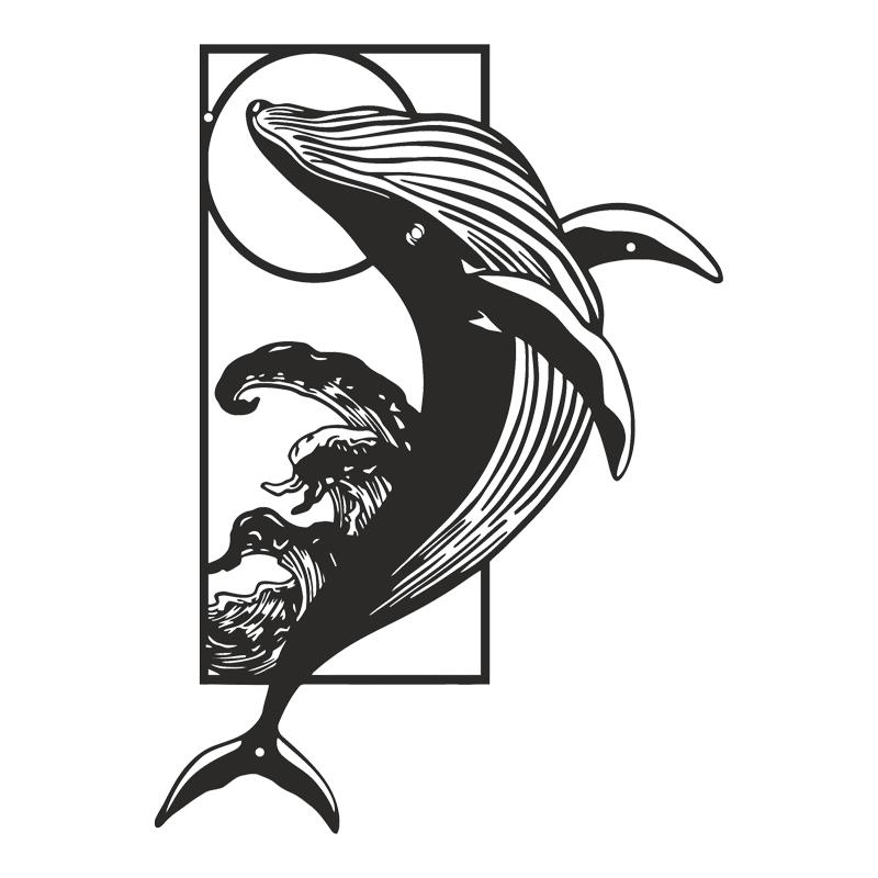 Διακοσμητικό τοίχου Whale μαύρο μεταλλικό 38x0,15x50εκ