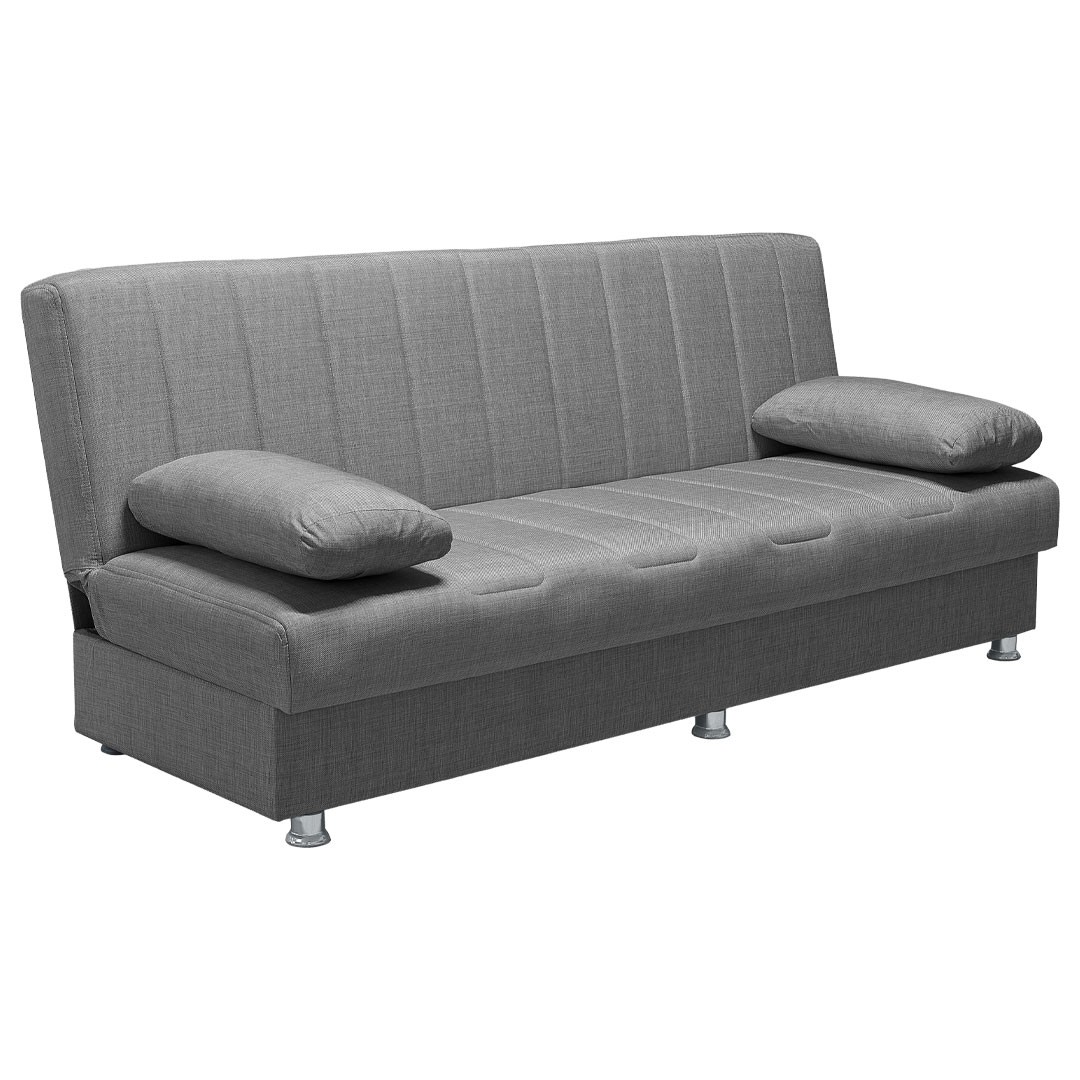 Καναπές Κρεβάτι Economix Τριθέσιος Ύφασμα Γκρι 190x82x85 εκ.