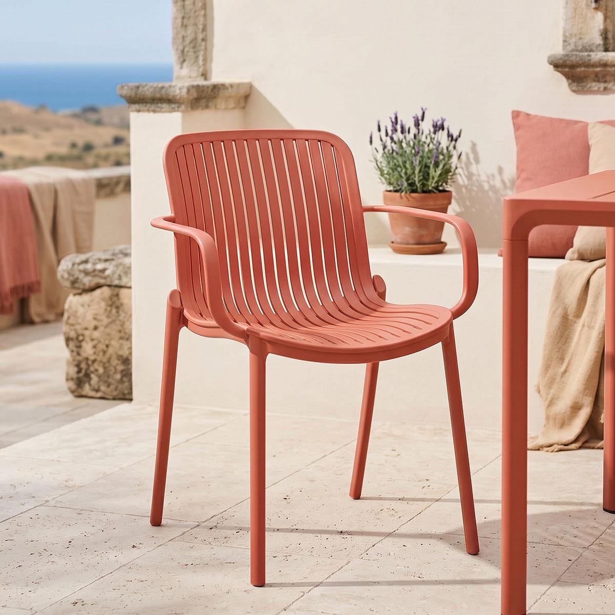 Καρέκλα Πολυθρόνα Teragi στοιβαζόμενη pp με UV protection terracotta 59x57x82εκ