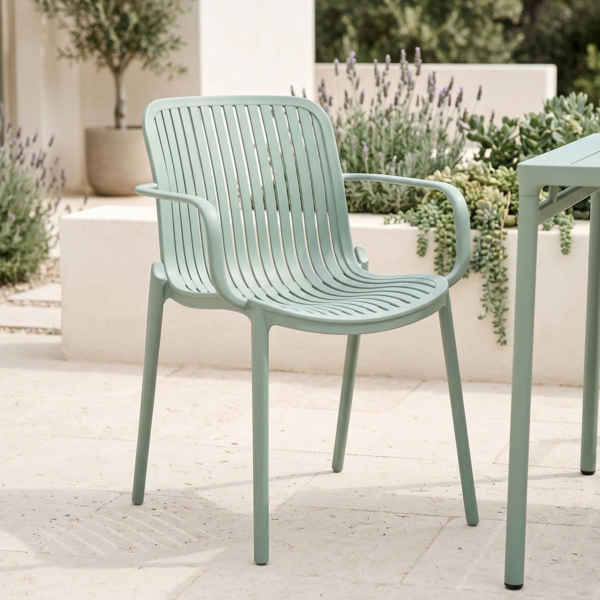 Καρέκλα Πολυθρόνα Teragi στοιβαζόμενη pp με UV protection πράσινο 59x57x82εκ