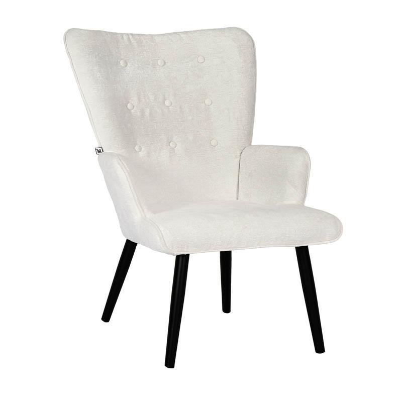 Πολυθρόνα Meliora Fylliana Ύφασμα Κρεμ με Μεταλλικά Μαύρα πόδια 67x74x97εκ.