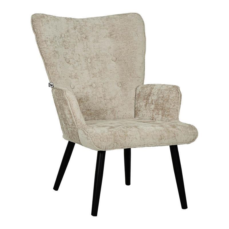 Πολυθρόνα Meliora Fylliana Ύφασμα Μπέζ με Μεταλλικά Μαύρα πόδια 67x74x97εκ.