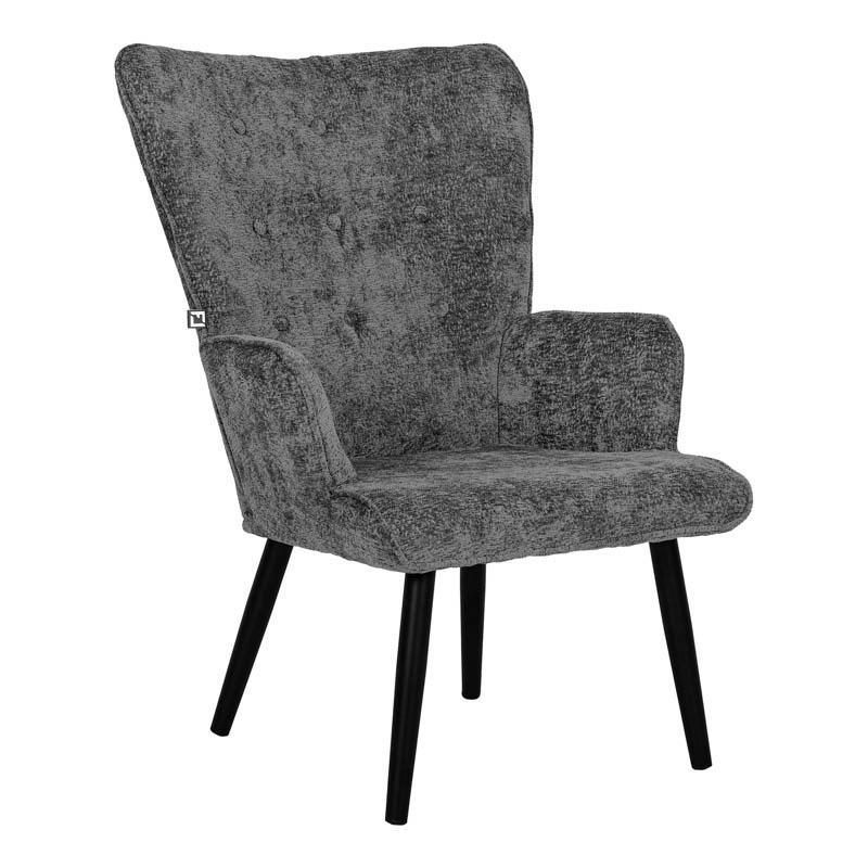 Πολυθρόνα Meliora Fylliana Ύφασμα Μαύρο με Μεταλλικά Μαύρα πόδια 67x74x97εκ.