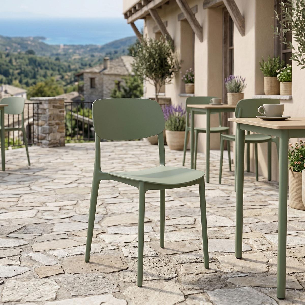 Καρέκλα Berdian στοιβαζόμενη pp σκούρο πράσινο 38x49x79εκ