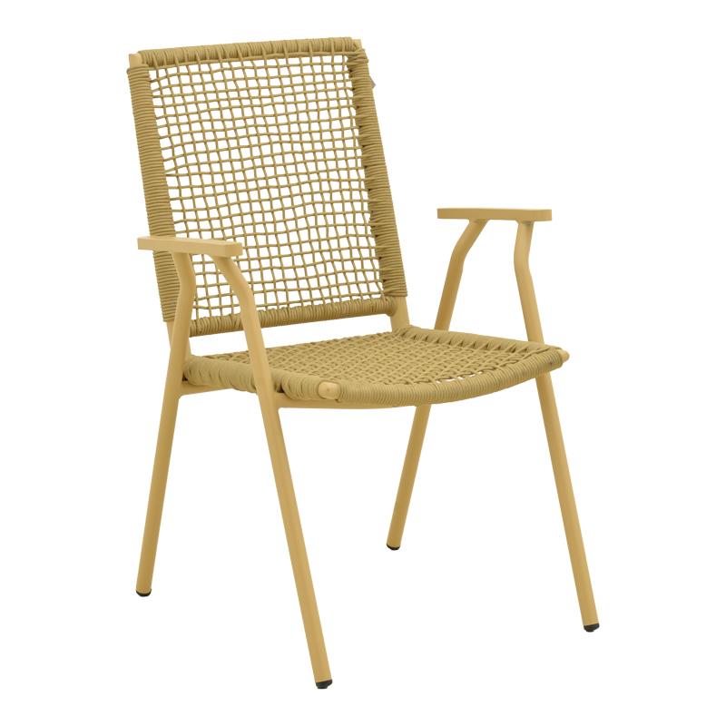 Καρέκλα Πολυθρόνα Weave στοιβαζόμενη αλουμίνιο - pe σχοινί σε μπεζ απόχρωση 57x63x86εκ