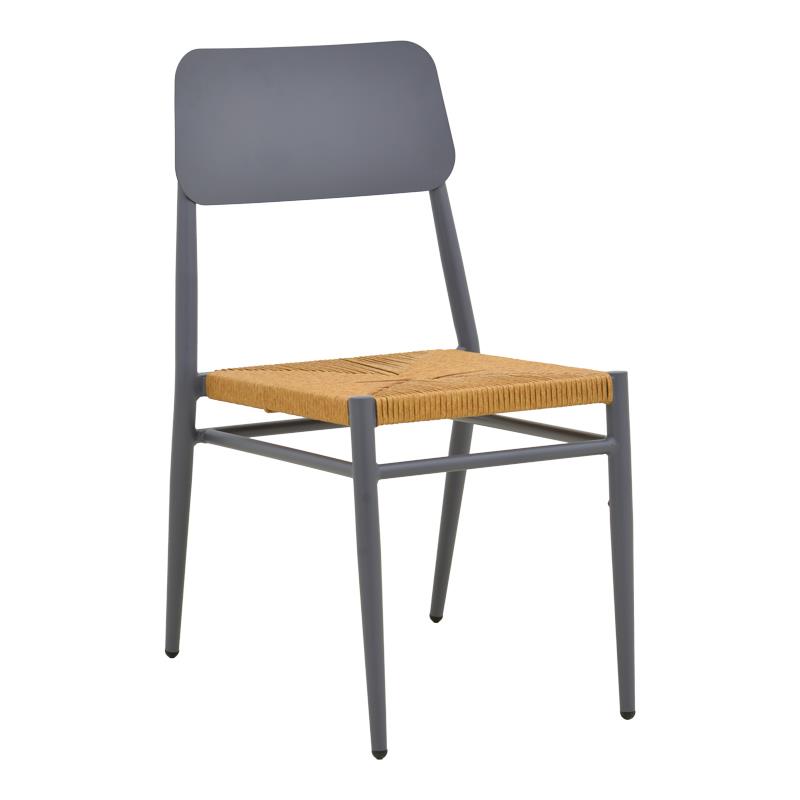 Καρέκλα Giardino στοιβαζόμενη αλουμίνιο σε ανθρακί - pe rattan σε φυσική απόχρωση 45x56x82εκ