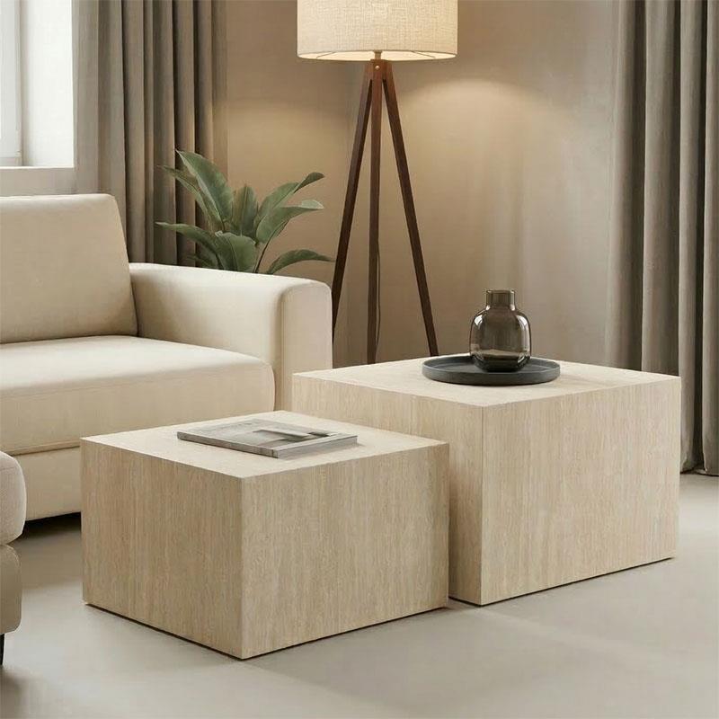 Σετ τραπεζάκια σαλονιού Coffina 2τεμ. mdf σε όψη τραβερτίνας