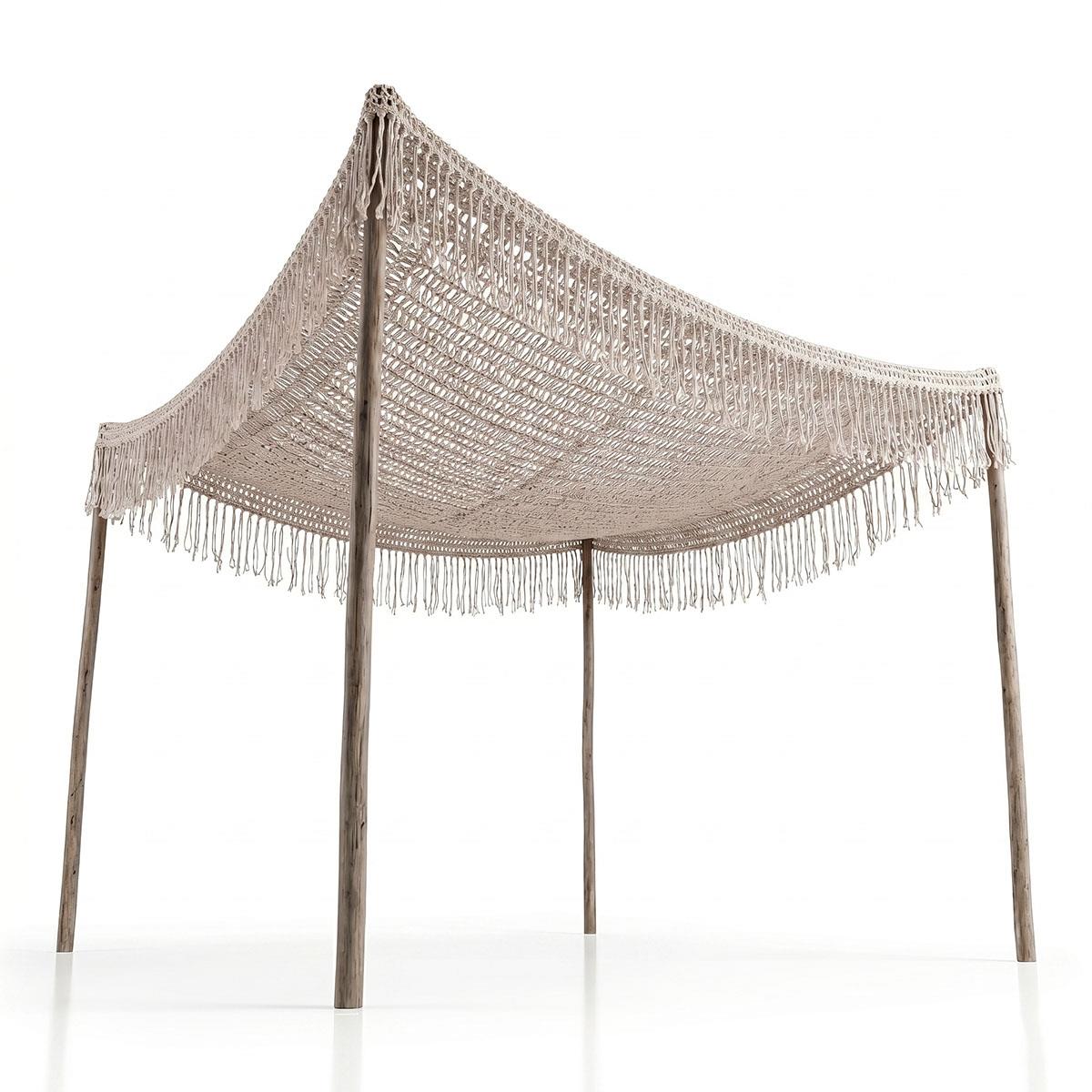 Δίχτυ σκίασης Shelto μακραμέ poly-cotton σε μπεζ απόχρωση 400x400x27εκ